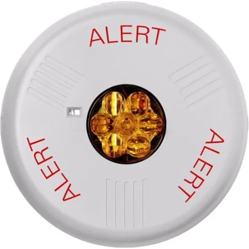 Eaton ELSTWC-ALA Wheelock Eluxa LED Strobe, Ceiling, ALERT Lettering, Amber Lens, 24V, 15/30/75/95/150/177 cd, White