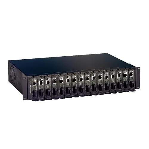 EtherWAN EMC1600-RPSA 16-Bay Media Converter and Ethernet Extender Chassis with 2 AC Power Supplies