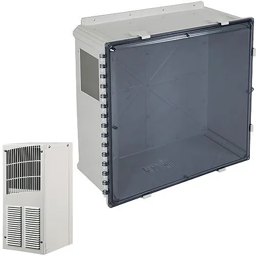 STI EP242410-T3 EnviroArmour Waterproof Polycarbonate NEMA Enclosure with Filter Fan, 24"H 24"W 10"D, Tinted
