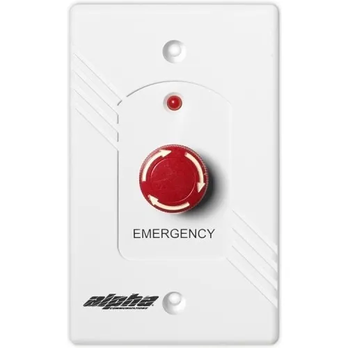 Alpha EPS339 AlphaLinQ 100 Series Emergency Push Station, Mushroom-Style, 'EMERGENCY' Text, Red Button