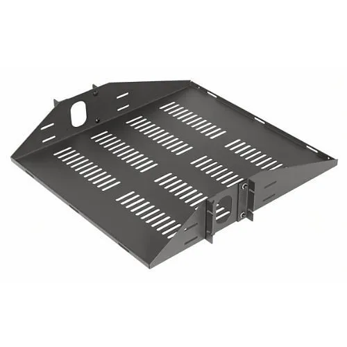 VMP ER-S2CM Vented 2U Center Mount Rack Shelf Load Capacity 50 lb, Black
