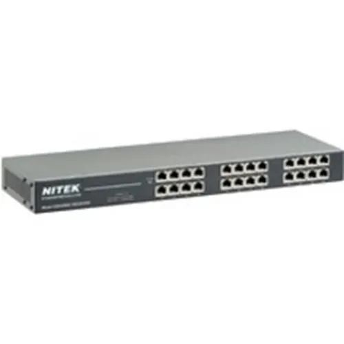 Nitek ER24200C IP Video over Coax Network Extender, Multi-Port, 24-Channel, BNC Coax Jack, RJ45 Connector, 100 Base-TX, 100 to 240 Volt AC, Rack Unit 12" Depth