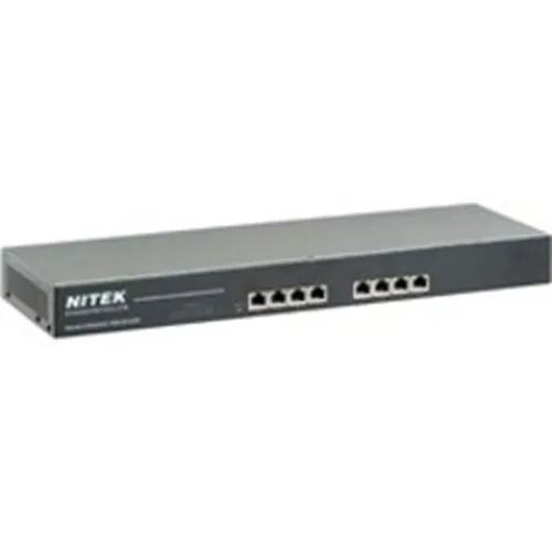 Nitek ER8200C IP Video over Coax Network Extender, Multi-Port, 8-Channel, BNC Coax Jack, RJ45 Connector, 100 Base-TX, 100 to 240 Volt AC, Rack Unit 12" Depth