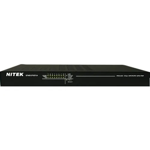 Nitek ER8500C Ethernet Over Coaxial Network Extender, RJ45/(8) BNC Connector, SFP Port, 110 to 240 Volt AC, 320 Watt, 32 to 125 Deg F, Standard Rack Mount