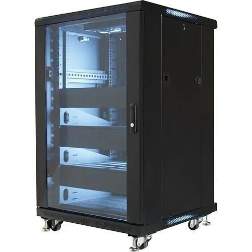 VMP EREN-18 19" Equipment Rack Enclosure, 18U Preloaded with Shelves and Blanks