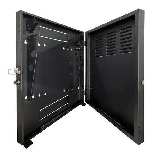 VMP ERVWC-2U20 2U Vertical Equipment Wall Cabinet with Locking Hinged Body, 2U, Black