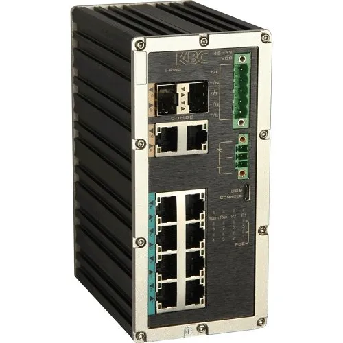 KBC Networks ESMGS8-C2-B Gigabit PoE+, Gigabit Combo Ports 240W Total Budget Industrial Managed PoE Switch