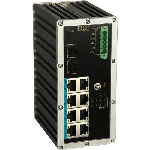 KBC Networks ESUGS8-P2-B Gigabit PoE+, SFP Ports Industrial Unmanaged PoE+ Switch