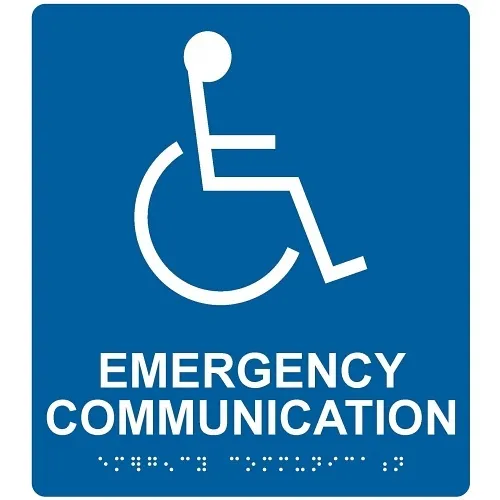 Talkaphone ETP-SIGN-EC Emergency Communication Sign, Acrylic, Self-Adhesive, ADA Compliant, White