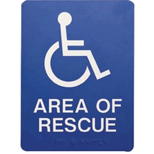 Talkaphone ETP-SIGN Self-Adhesive Sign, Area of Rescue, Raised Lettering and Braille for ADA-compliance