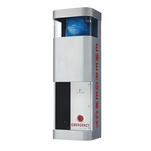 Talkaphone ETP-WM24 Wall Mounted Phone Station with Integrated Blue Light/Strobe and Faceplate Light, 24V DC, Stainless Steel