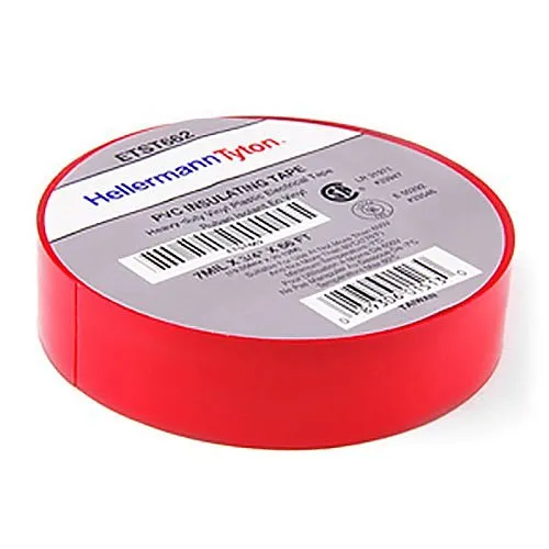 HellermannTyton ETST662 Electrical Tape, .75in 66ft Roll, 7.0 mil Thick, PVC, Red, 10 rolls-Pack