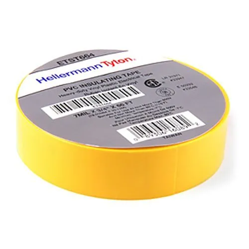 HellermannTyton ETST664 Electrical Tape, .75" 66' Roll, 7m Thick, PVC, 10-Pack, Yellow