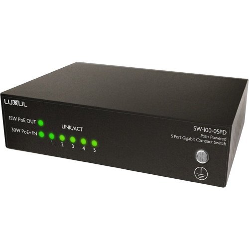 Luxul SW-100-05PD 5-Port Unmanaged PoE+ Switch, 15W