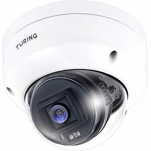 Turing Video EVC5FD256-1Y 5MP EDGE+ Cloud Dome Camera with TV-CORE1Y VSaaS Core License, 256Gb Onboard Storage, 2.8mm Lens, NDAA/TAA Compliant, White