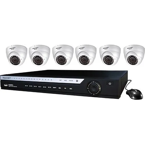 WatchNET EVI-08KIT6-13IRB 8-Piece Kit, (1) EVi-0813 8-Channel DVR, 2TB HDD, (6) XVi-13IRB 1.3MP IR Turret Cameras, (1) USB Mouse