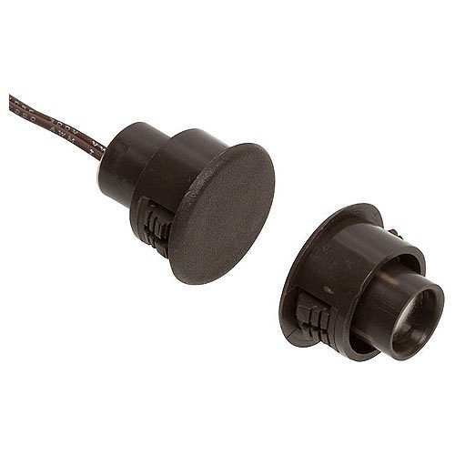 Nascom N1178CB/ST Recessed 3/4" Stubby Switch/Magnet Set for Steel/Wood Doors, Wire Leads, Brown