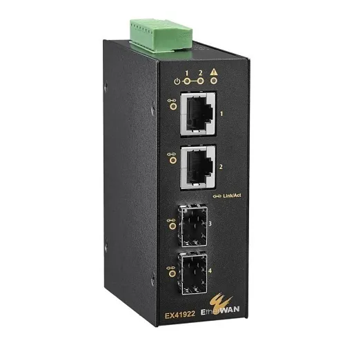 EtherWAN EX41922 Hardened Unmanaged 2-port 10/100/1000BASE + 2-port 100/1000 SFP Ethernet Switch