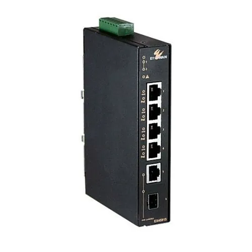 EtherWAN EX45915-V 5-port 10/100/1000BASE-T (4 PoE) +1-port 1000BASE SFP Gigabit Hardened Unmanaged Ethernet Switch