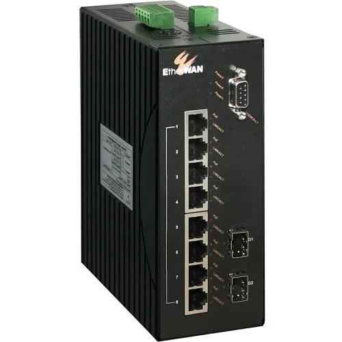 EtherWAN EX78802-0VBT 8-Port 10/100base-Tx PoE 2-Port Gigabit Hardened Managed Ethernet Switch
