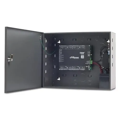 Linear EXN-4MP eMerge Elite E3 Series 4-Door Expansion Node in Metal Enclosure with Power Distribution Module, Includes Reader Ports, Inputs, Outputs, Integrated Tamper Switch, and Optional PoE