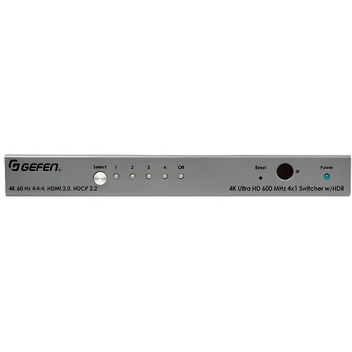 Gefen EXT-UHD600-41 4K Ultra HD 600 MHz 4x1 Switcher for HDMI with HDCP 2.2 and HDR 4K 60 Hz, 4:4:4