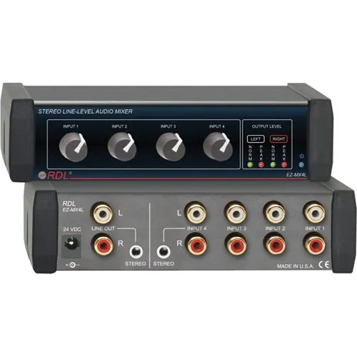 RDL EZ-MX4L Stereo Line-Level Audio Mixer, 4x1