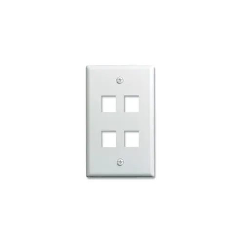 Pass & Seymour F3404-LA Keystone 4-Port Blank Faceplate, Non-Wind, Light Almond