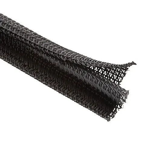 Techflex F6N0.50BK75 Flexo F6 1/2" Semi-Rigid Braided Sleeving, 75' Box, Black