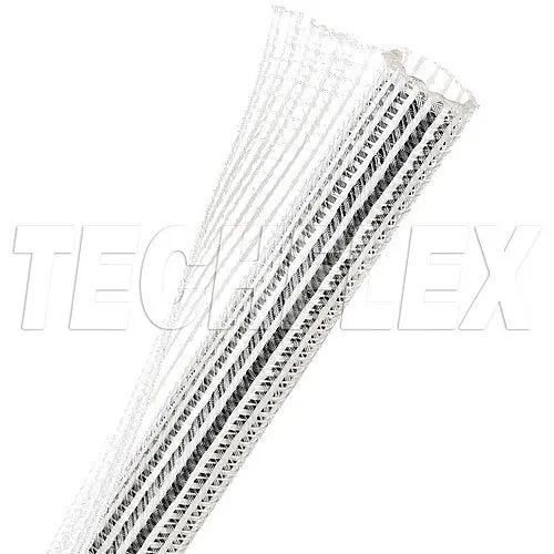 Techflex F6N0.50CW Flexo F6 1/2" Split Tube, Semi-Rigid Braided Sleeving, 150', Clear/White
