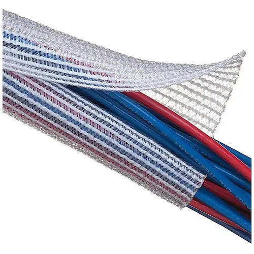 Techflex F6N0.50CW150 Flexible, 1/2" Semi-Rigid Wrappable Split Braided Tube, 150' Box A, Clear/White