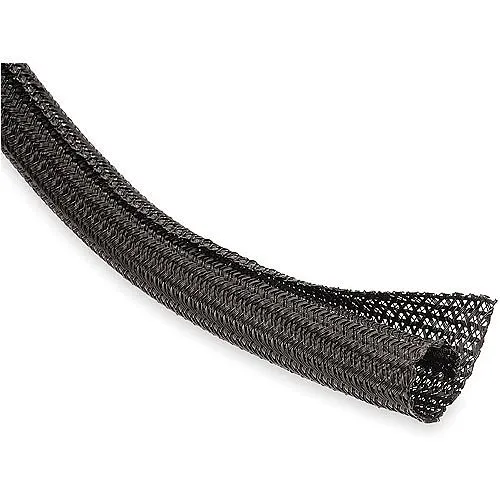 Techflex F6N1.00BK Flexo F6 1" Semi-Rigid Wrappable Split Braided Tube, 50', Black