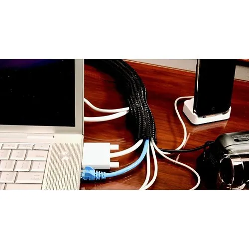 Techflex F6N1.50BK25 Flexo F6 1 1/2" Semi-Rigid Braided Sleeving, 25' Box B, Black