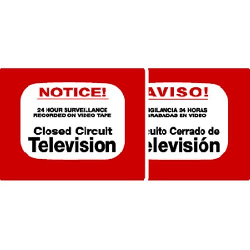Maxwell DTV202 CCTV Decal 4"x 3", 100-Pack, Red and Black