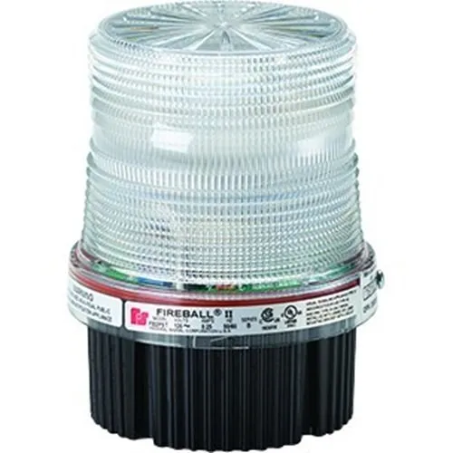 Federal Signal FB2PST-012-024C Fireball Strobe Warning Light, Pipe / Surface Mount, 12-24VDC, Clear Lens, Black Body