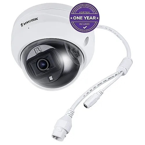 VIVOTEK FD639-1Y VORTEX 2MP IP66 and IK10 Dome, 2.8mm Lens, with 1-year VSaaS License, White, 30-Day Video Onboard Storage