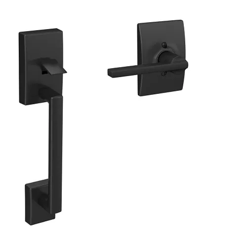 Schlage FE285-CEN-LAT-622 Century Front Entry Handle and Latitude Lever, Matte Black