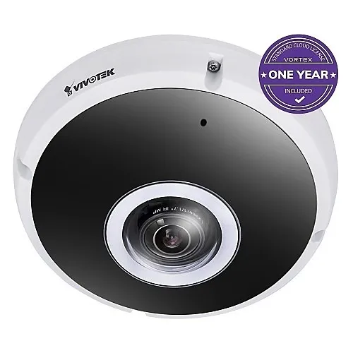 VIVOTEK FE931-EHV-1Y VORTEX 12MP IP66 and IK10 Fisheye, 1.22mm Lens, with 1-year VSaaS License, White, 30-Day Video Onboard Storage, NDAA and TAA Compliant