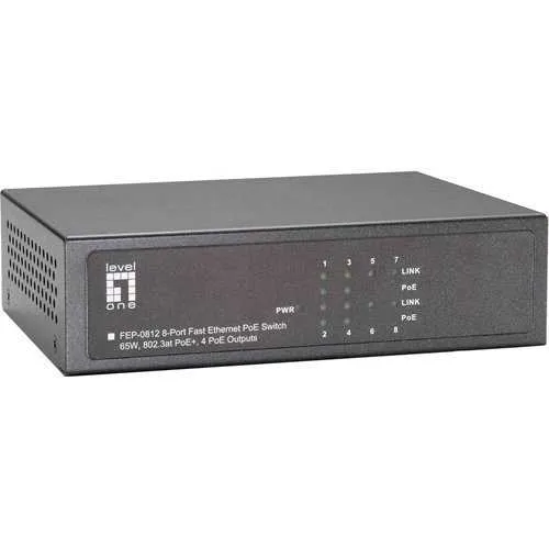 LevelOne FEP-0812 8-Port 10/100 with 4-Port PoE Desktop Switch