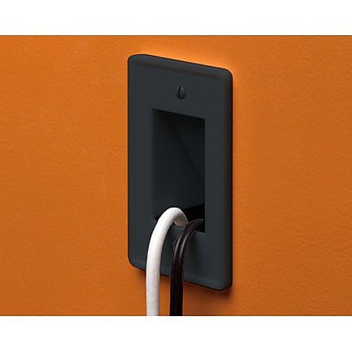 Arlington CE1BL Scoop 1-Gang Cable Entrance Wall Plate Pass Through, Black