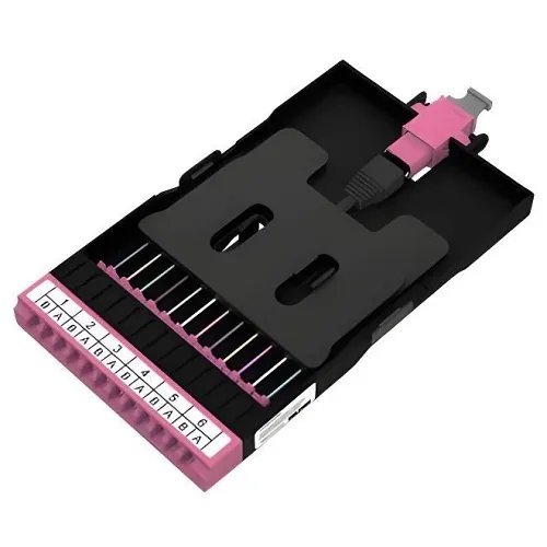 Belden FF4D06LDMFAE FX DCX Frame, OM4, 6-Port, LC Duplex, MPO-12 (F),Type-A, Non-Flip, Erika Violet