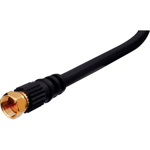 Vanco FFRG6U12 RG6 "F" Type Plug to "F" Type Plug Coaxial Cable, 12", Black, Packaged