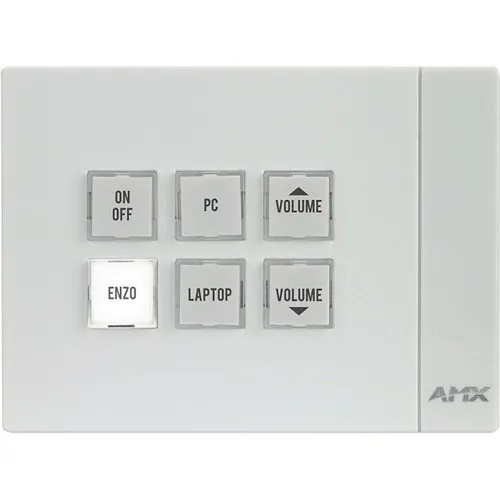 AMX FG5793-06L-W 6-Button Massio Landscape Keypad, White