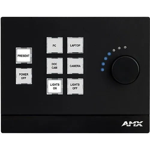 AMX FG5793-08L-BL AMX MKP-108L-BL 8-Button Massio Keypad with Knob, Landscape, Black