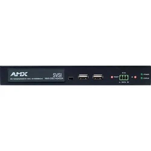 AMX NMX-DEC-N2422A JPEG 2000 4K60 4:4:4 & HDR Video over IP Decoder, Stand Alone with PoE+, KVM, & AES-67