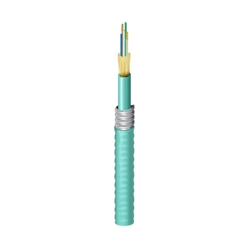 Belden FI3D006A9 Indoor Plenum OM3 Distribution Tight Buffer Fiber Cable, 6 Fibers, Aluminum Interlocked Armor, Aqua