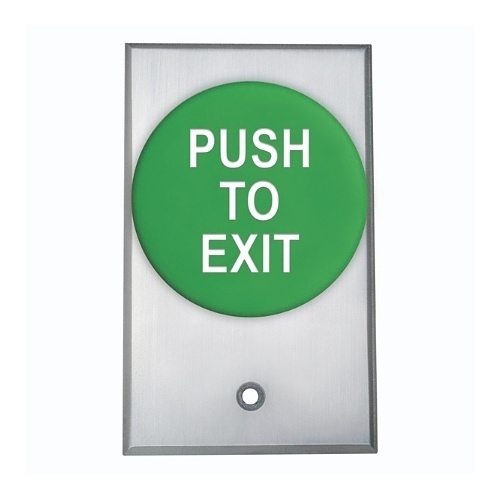 Camden CM-5085GPTE Pneumatic Time Delay Request to Exit Switch, 3/8 in. Button, Aluminum Faceplate Single Gang, Green Button
