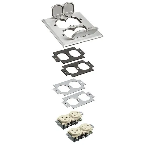 Arlington FLB5550NL Wall Plate, 2-Gang Metal Cover with Flip Lids