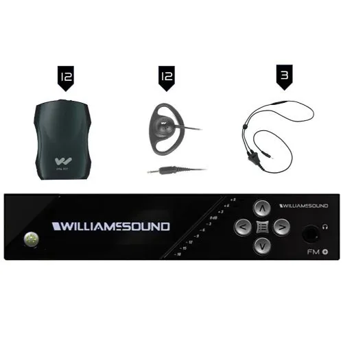 Williams AV FM 557-12 FM+ Large-Area Dual FM and Wi-Fi Assistive Listening System with (12) R37 Receivers