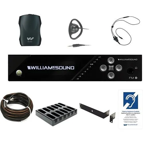 Williams AV FM 557 24 PRO FM+ Large-Area Assistive Listening System with Rack Panel Kit for both FM and Wi-Fi Transmission, 24 Receivers